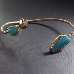 Handmade 14K Gold Turquoise Cuff Bracelet | Artisan Jewelry